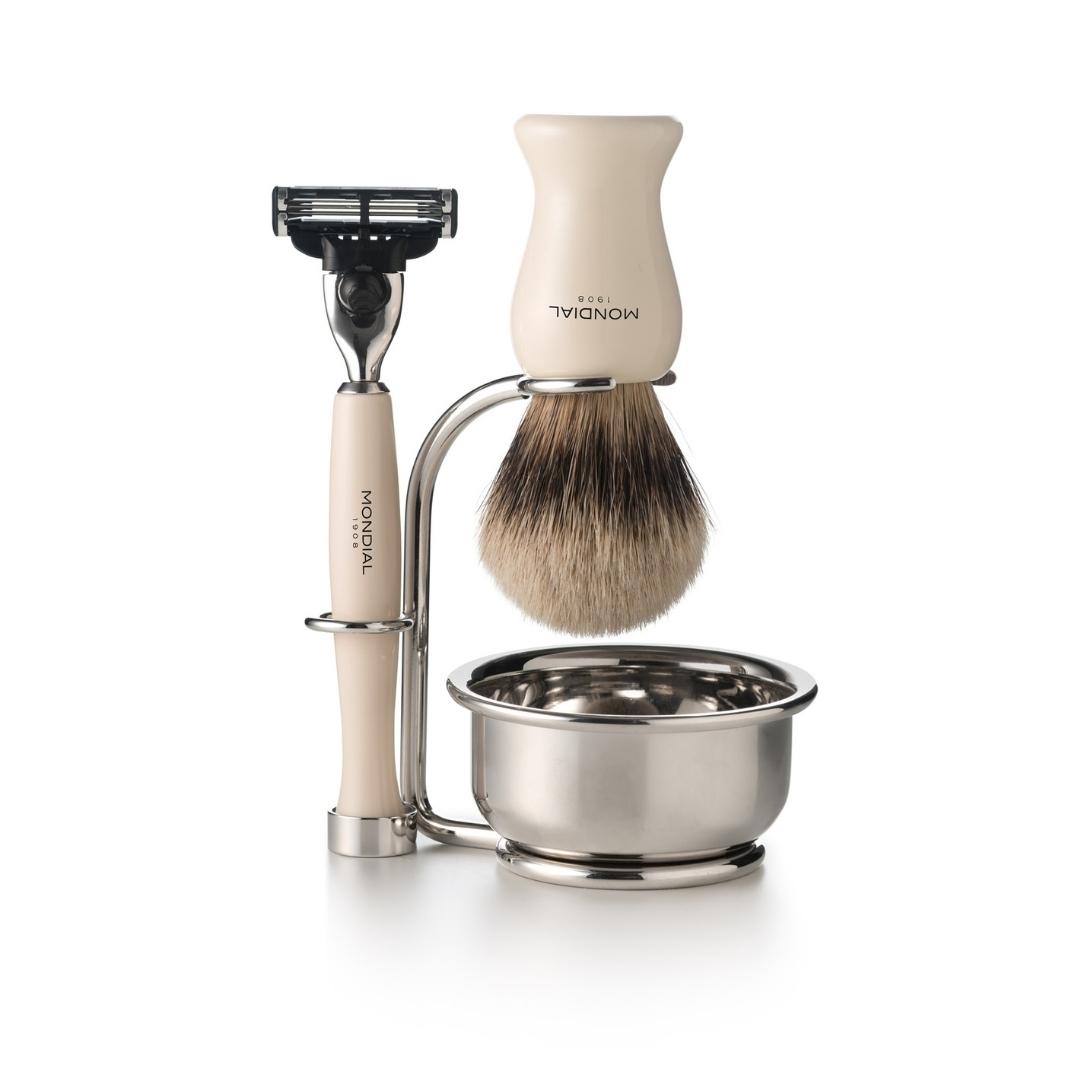 Mondial Razor Razor + Shaving Brush Vertical Stand with Lathering Bowl | Mondial 1908 ...