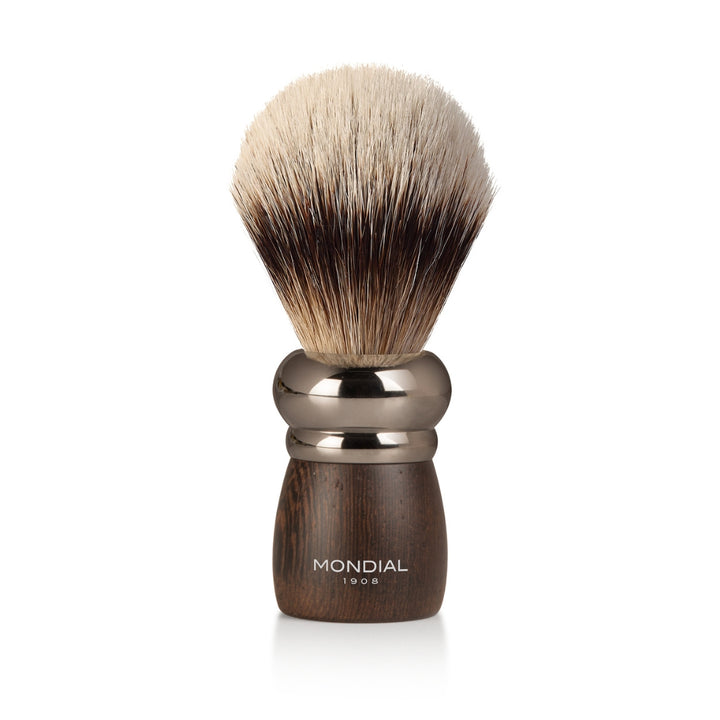 'Prestige' Wengé Silvertip Badger Shaving Brush with Wood Stand