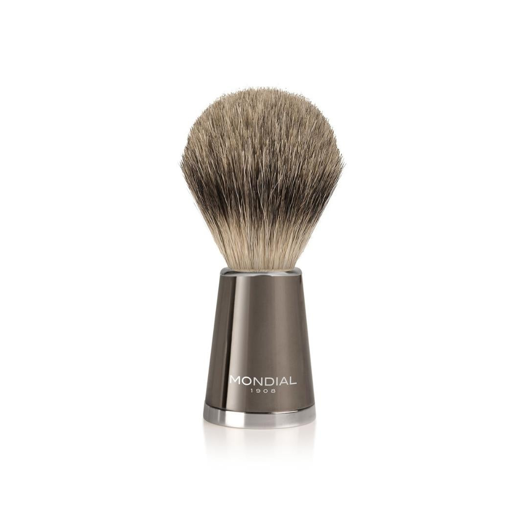 Vespucci Ruthenium Shaving Set: Chrome Stand & Bowl + Super Badger Brush + Razor.