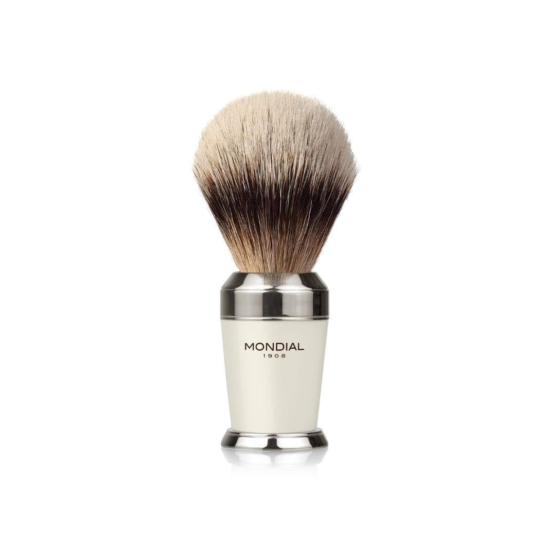 Premium White Shaving Set: Chrome Stand & Bowl + Super Badger Brush + Cartridge Razor.