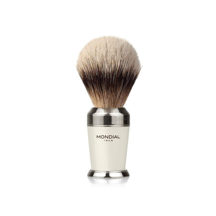 Premium White Shaving Set: Chrome Stand & Bowl + Super Badger Brush + Razor.