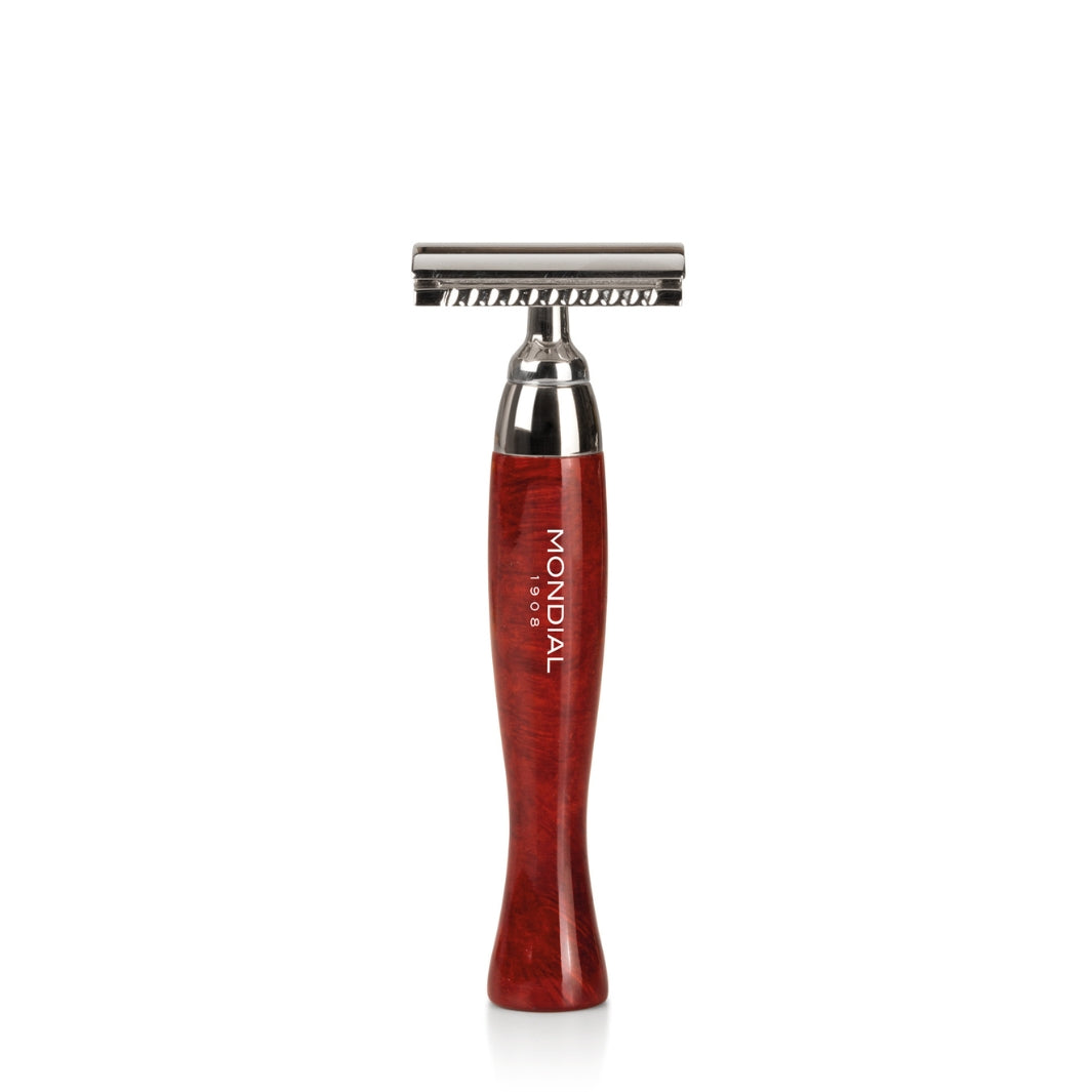 'Heritage' Safety Razor with Handle in Radica (Briar) Wood.