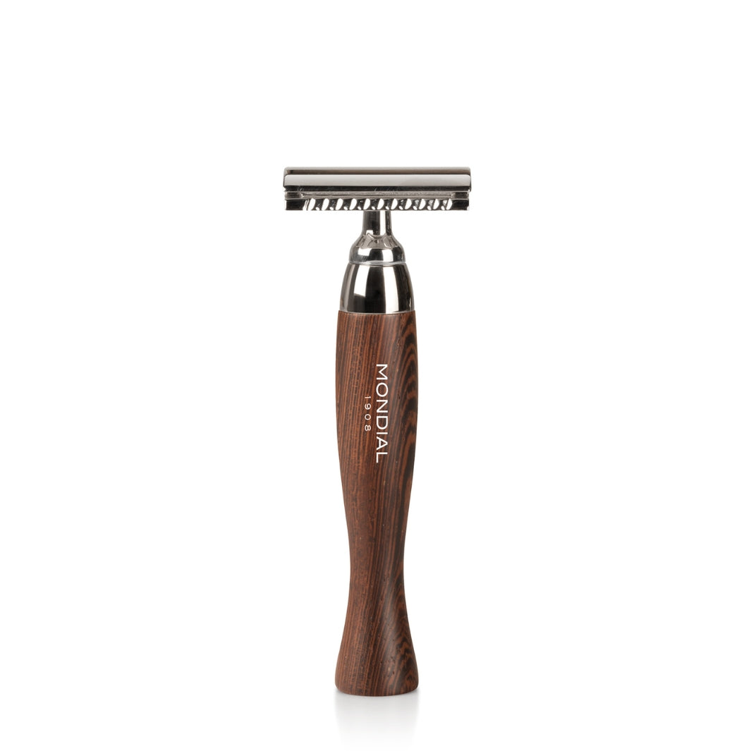 'Heritage' Safety Razor with Handle in Wengé Wood.