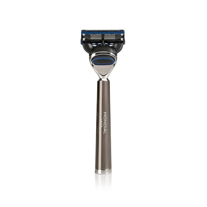 Vespucci Ruthenium Shaving Set: Chrome Stand & Bowl + Super Badger Brush + Razor.