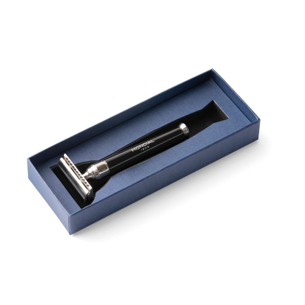 Resin Razor 'Premium' Safety Razor with Handle in Black Resin & Chrome | Mondial ...