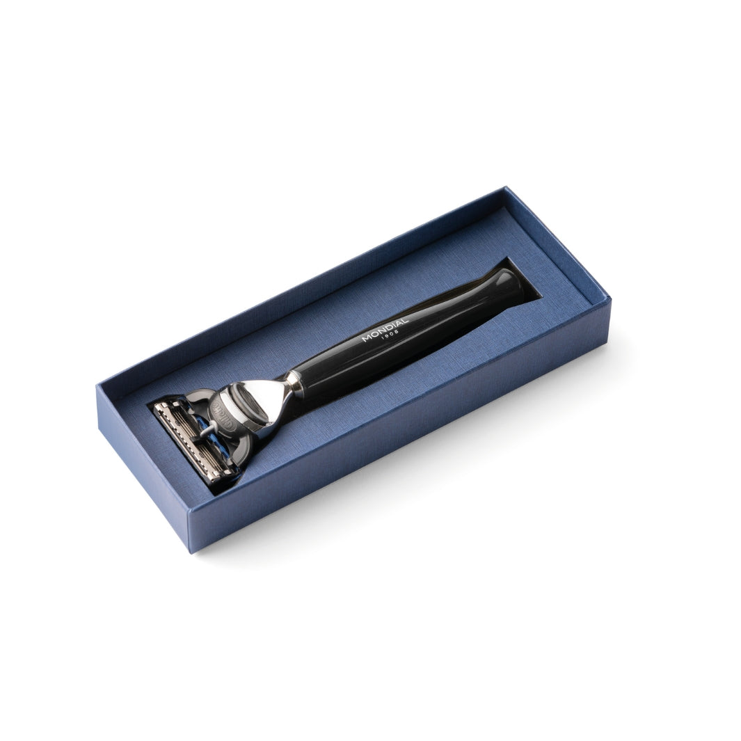 Gibson 18 String Razor Gibson Cartridge Razor Handle in Black Resin – Mondial 1908 Shaving US