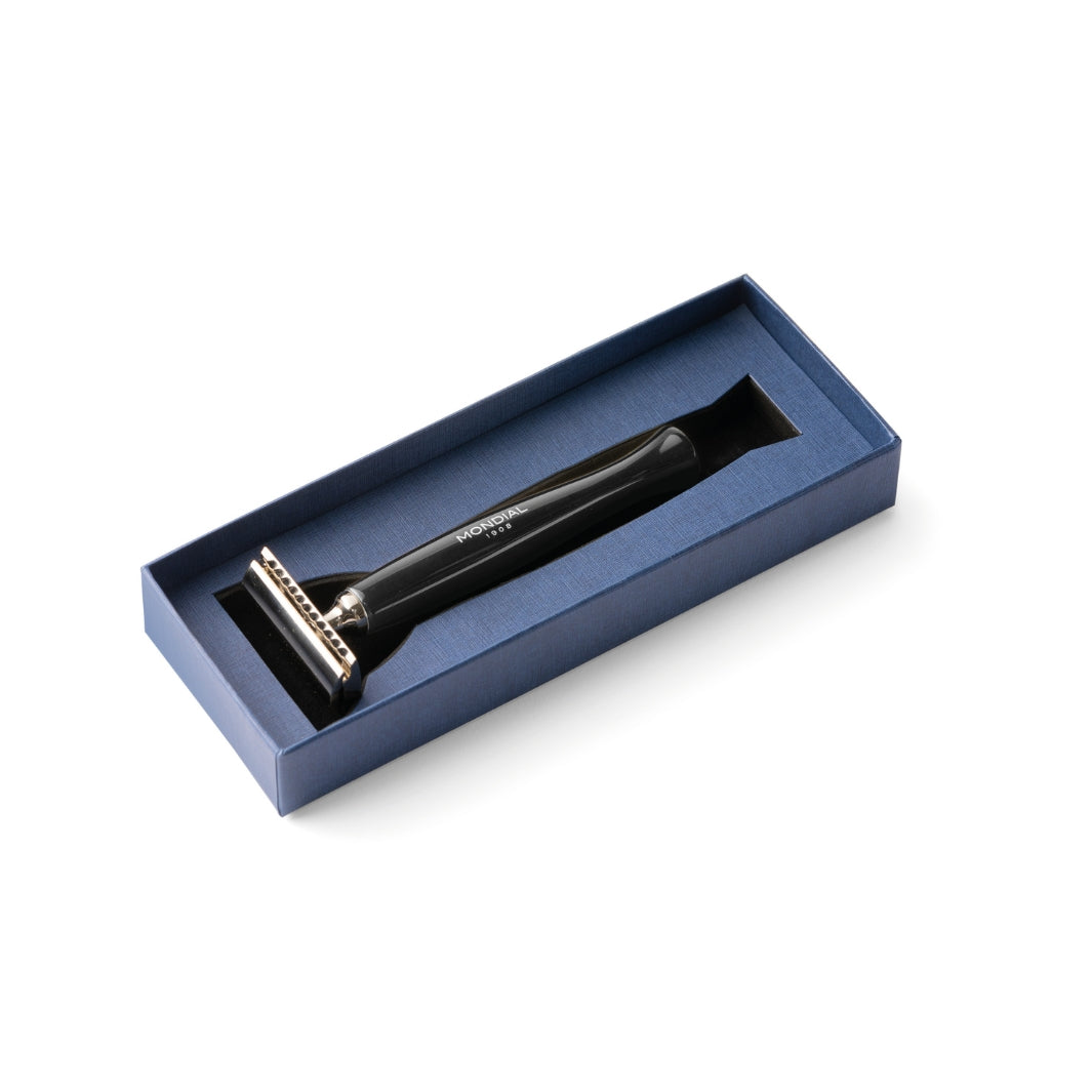 'Gibson' Safety Razor with Handle in Black Resin.