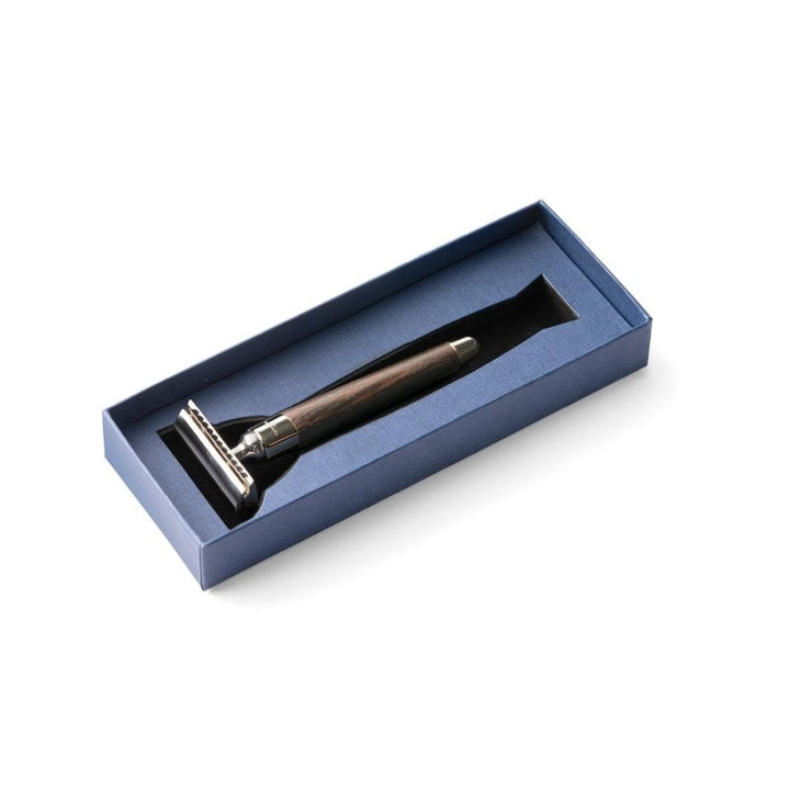 'Sphaera' Safety Razor with Handle in Wengé Wood.