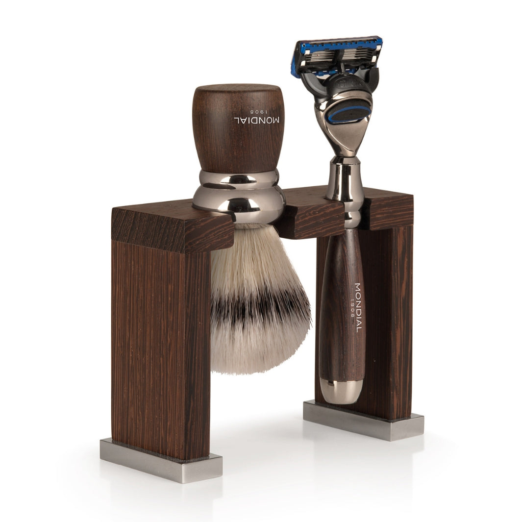'Prestige' Wengé Wood Shaving Set with Super Badger Brush & Razor.