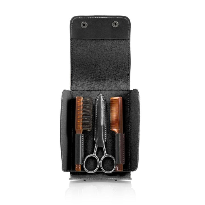 Beard & Moustache Grooming 3-Piece Travel Set in Tuscan Leather.
