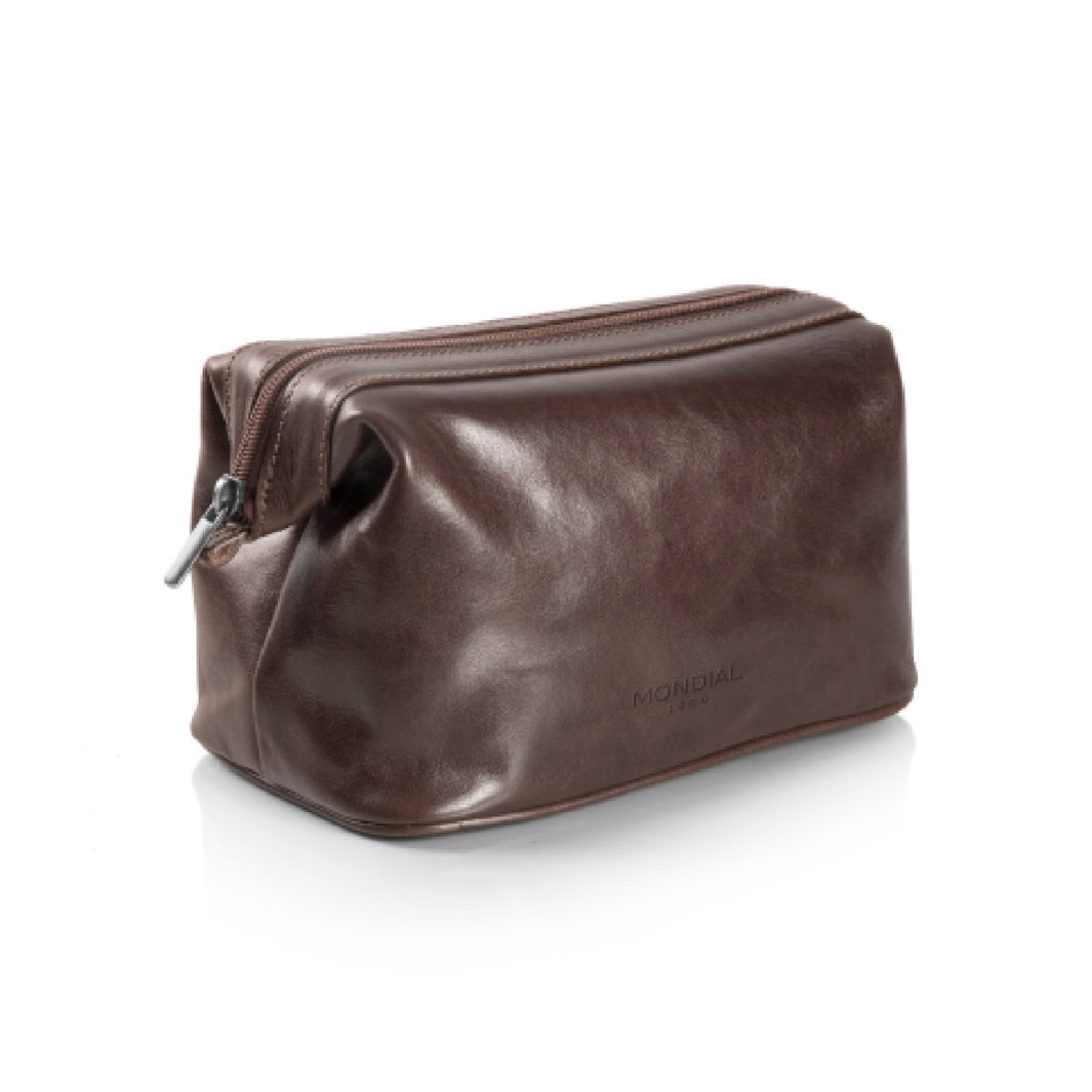 Single Zipper Toiletry Kit Bag in Tuscan Leather